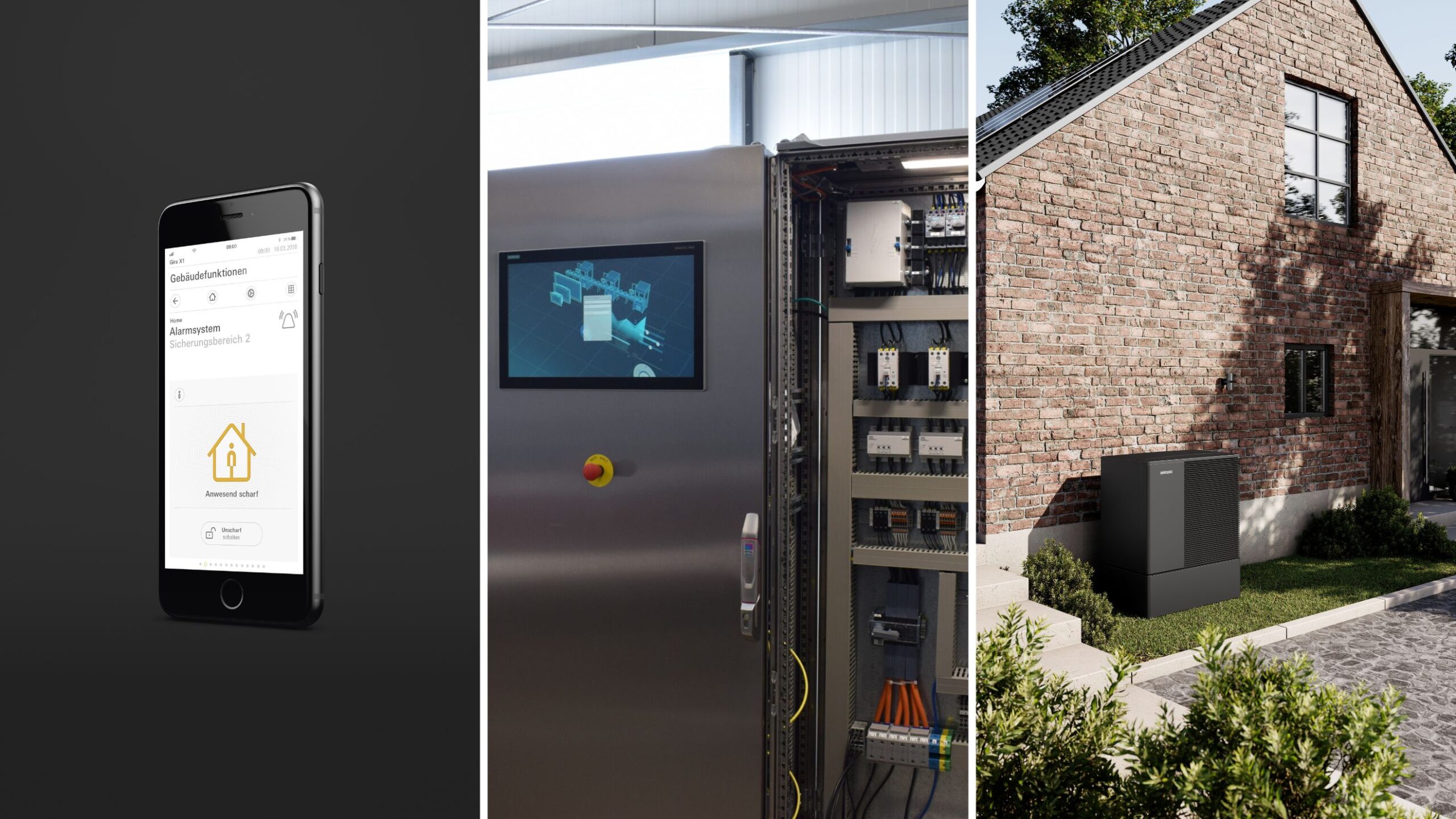 Zusammenstellung Smart Home, Schaltschrank, Wärmepumpe